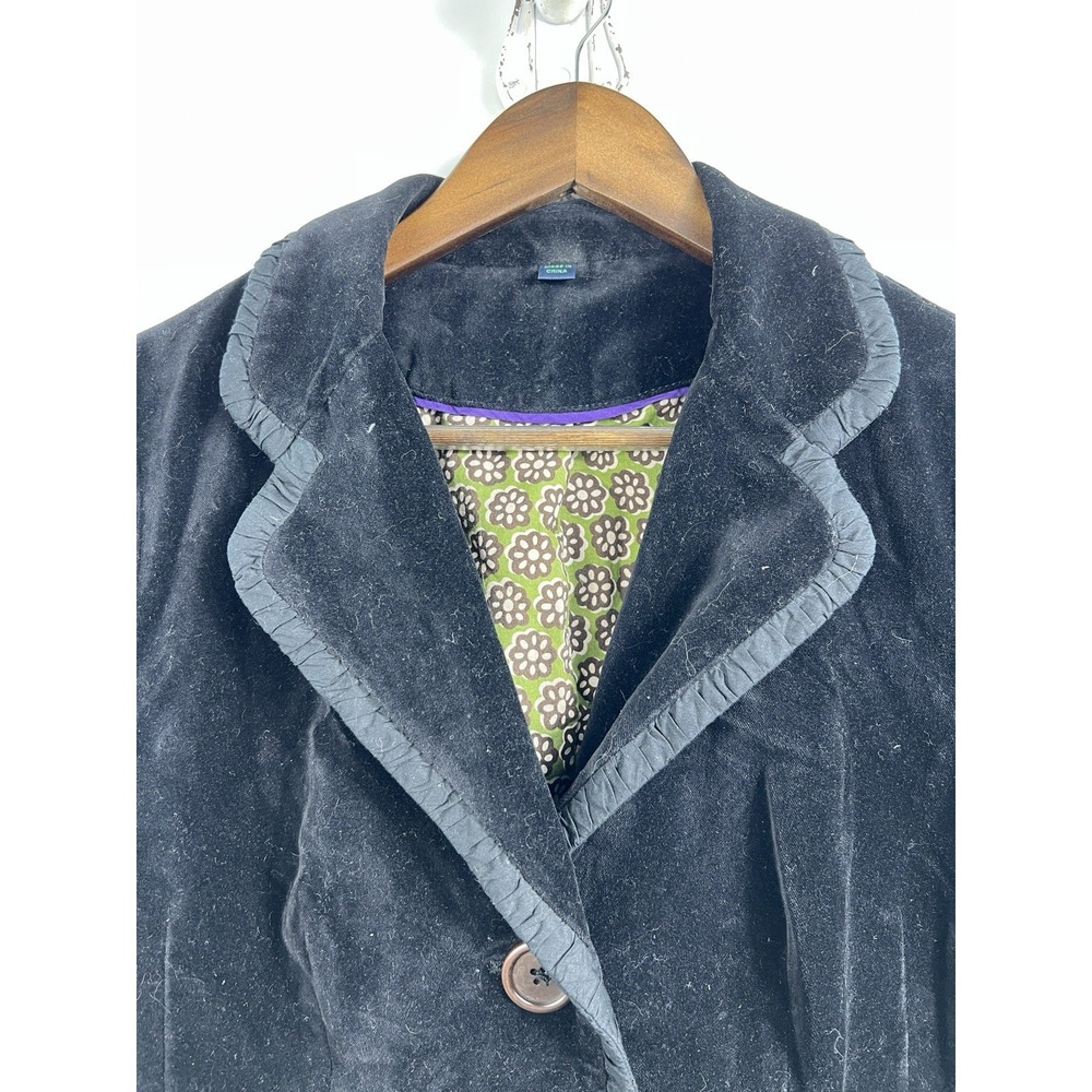 Boden Women';s Jacket Size 12 Black Velvet Long Sleeve Dark Romantic Whimsygoth - Picture 4 of 13